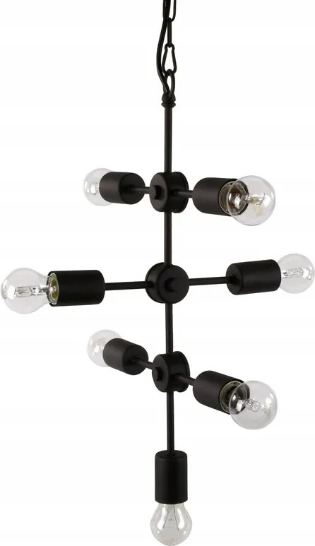 Retro Fém Függőlámpa, fekete, 7 izzós