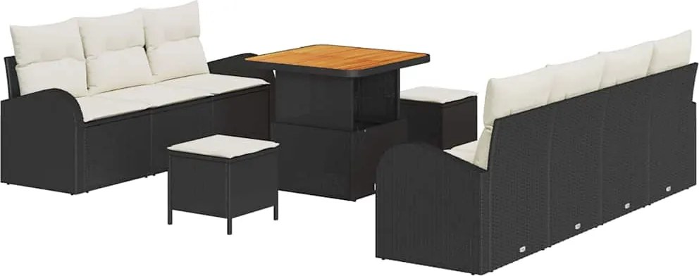 vidaXL Kerti Kanapé Szett párnával tárolóval 10 pcs Fekete és Krém