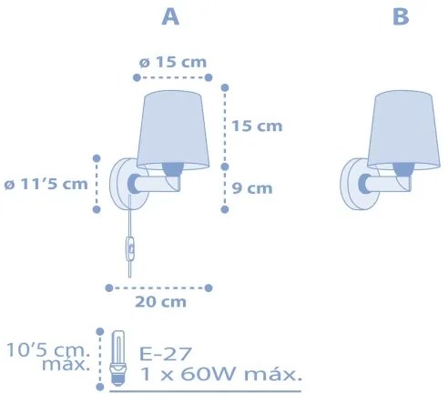 Dalber 82219T - Gyermek fali lámpa STAR LIGHT 1xE27/60W/230V kék