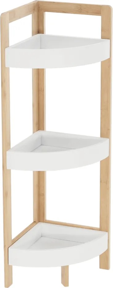 Sarokpolc, fehér/természetes bambusz, FONG