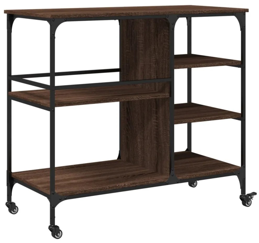 barna tölgy színű szerelt fa konyhai kocsi 100 x 45 x 89,5 cm