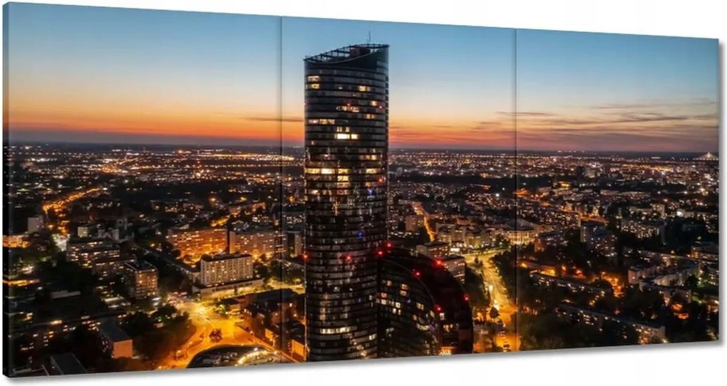 Vászonkép 60x30 Boroszló éjszakai panoráma