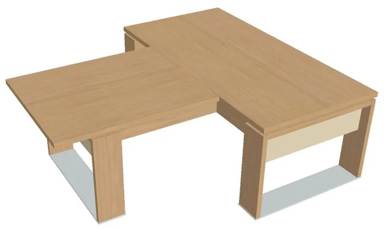 Verno+ S asztal 200 x 220 cm, kiegészítő íróasztallal, világos tölgy / vanília