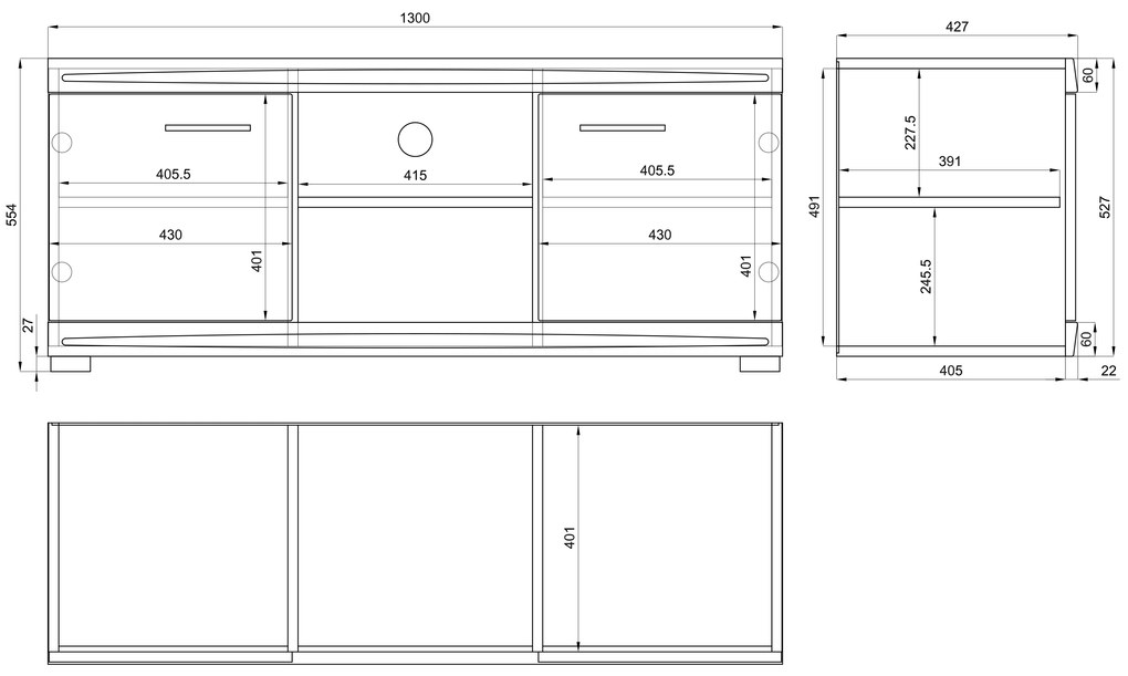 Mazzoni SIMPLE D2 TV-állvány Millenium Beton/Fehér Fényes - TV-ÁLLVÁNY KOMÓD NAPPALIBA FÉNYES