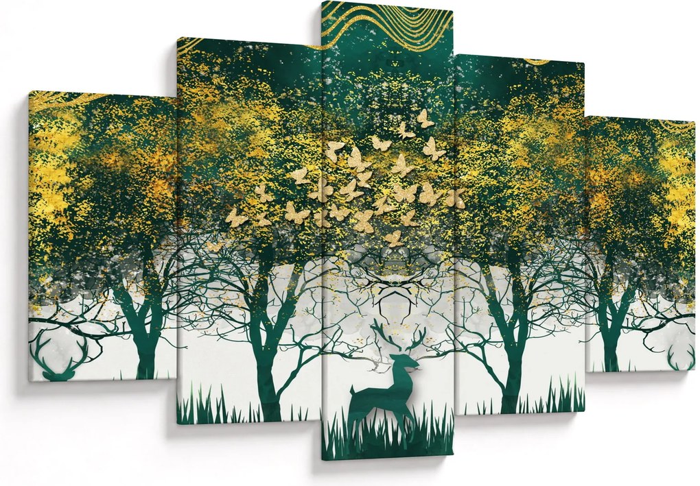 Kép - Szarvas a zöld erdőben (150x105 cm)