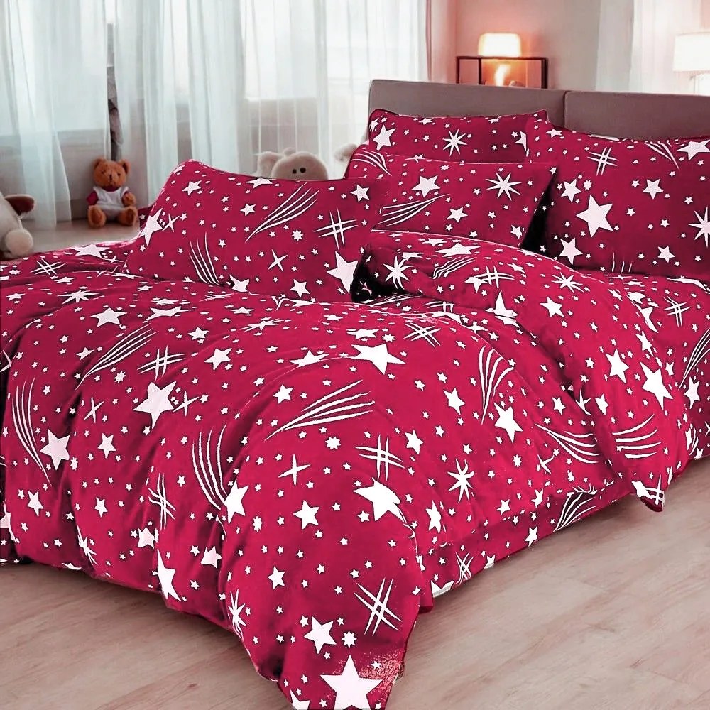 Mikroplüss ágyneműhuzat Homa TORELA BURGUNDY 3 részes 140x200 cm