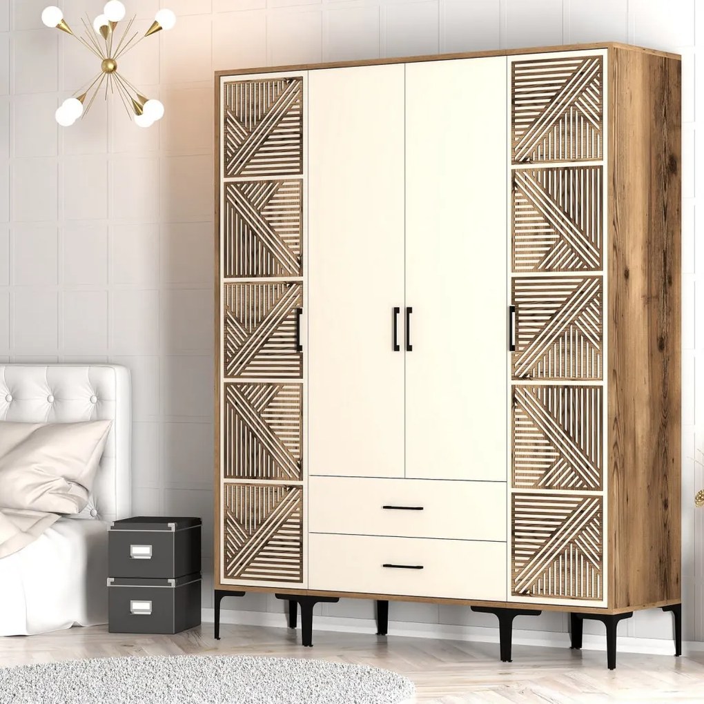 Kumsal gardróbszekrény, dió-krém, 160 cm – TR845HCT5471