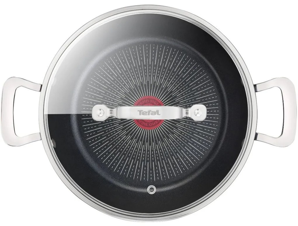 Mély serpenyő fedéllel, Tefal, korlátlan, 26 cm Ø, alumínium / titán / üveg