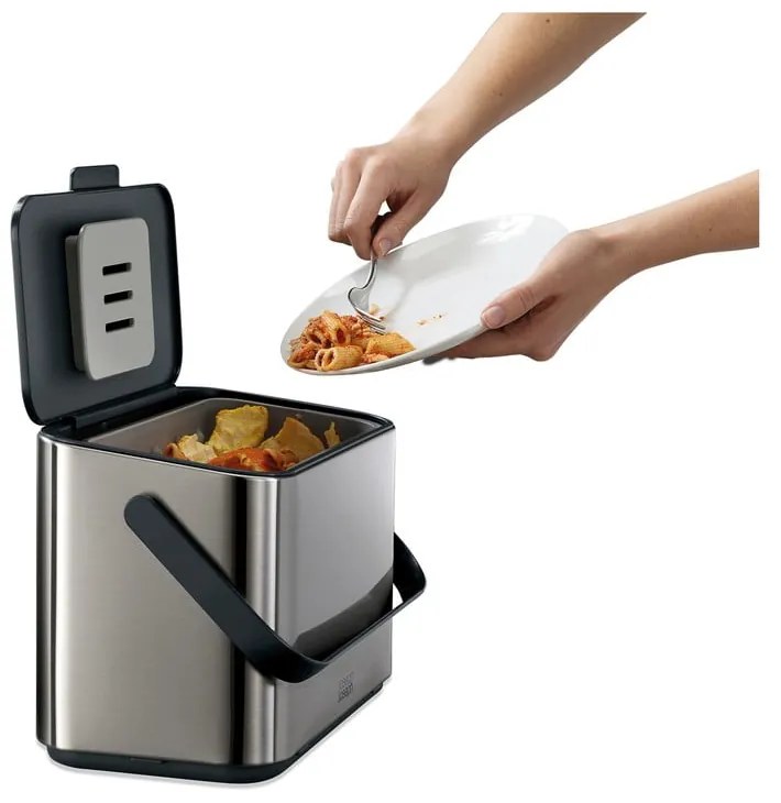 Ezüstszínű komposztálható hulladék gyűjtő 4 l Collect – Joseph Joseph