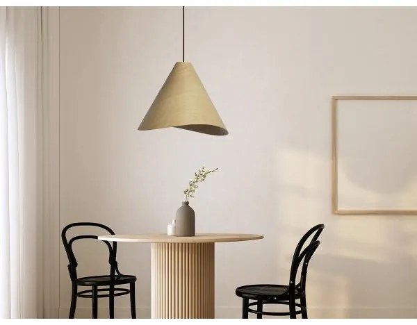 Tömörfa függőlámpa zsinóron, 1x E27/60W/230V, Ø 45 cm — tömör tölgy és kaucsukfa kivitel