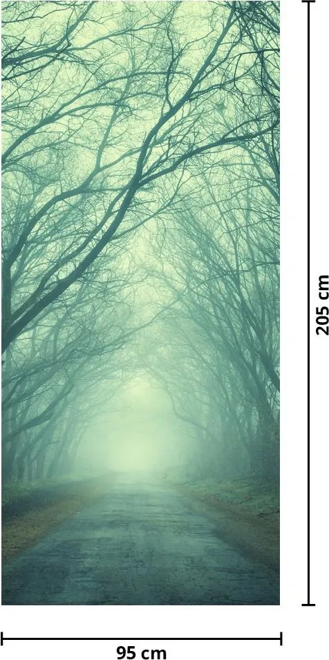 Fotótapéta ajtóra - Út a fák sikátorából (95x205cm)
