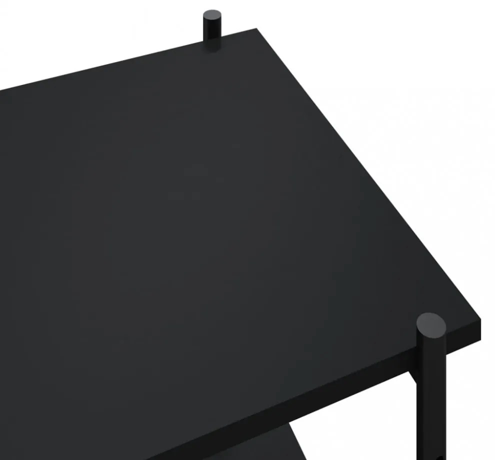 fekete 3 szintes polcrendszer 80x40x92 cm