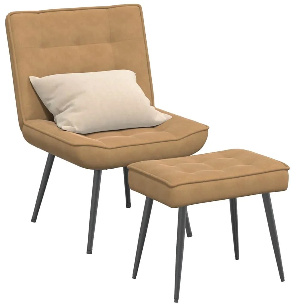 barna bársony pihenőfotel lábtartóval