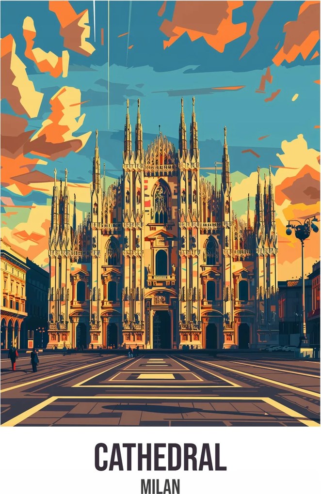 Poszter 25x35cm Cathedral, Milan