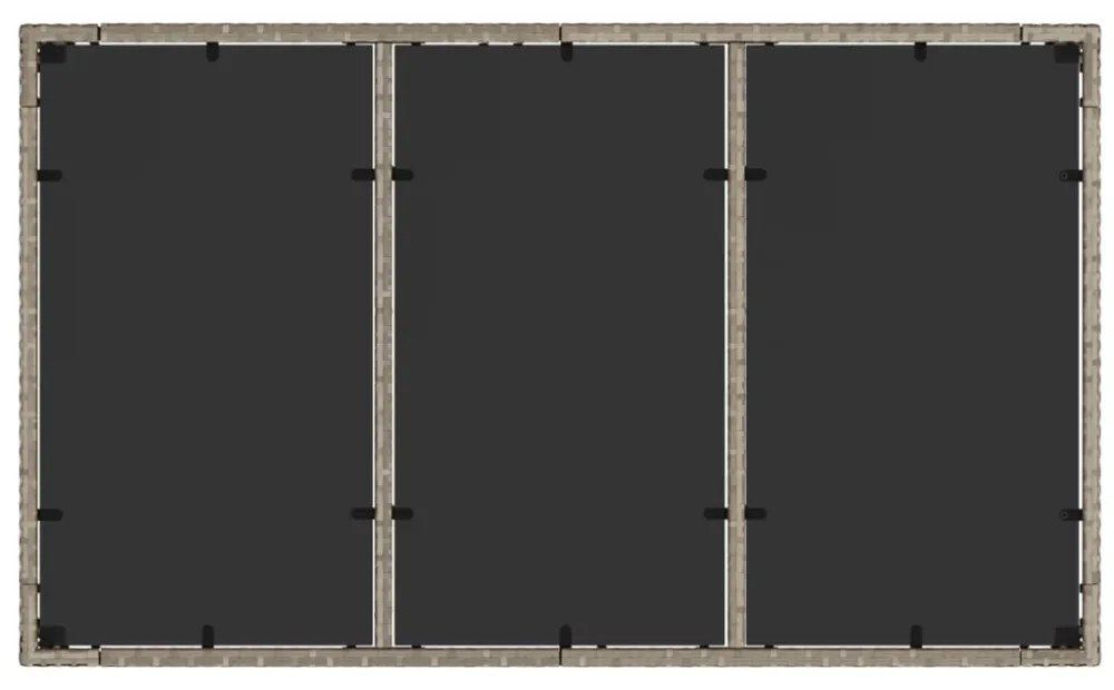 világosszürke polyrattan üveglapos kerti asztal 150x90x75 cm