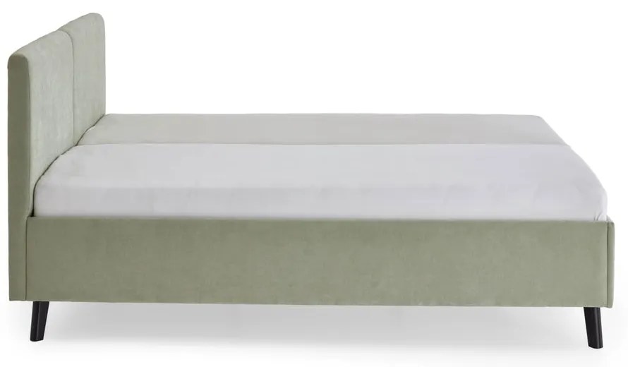 Világoszöld kárpitozott franciaágy ágyráccsal 180x200 cm Piano – Meise Möbel