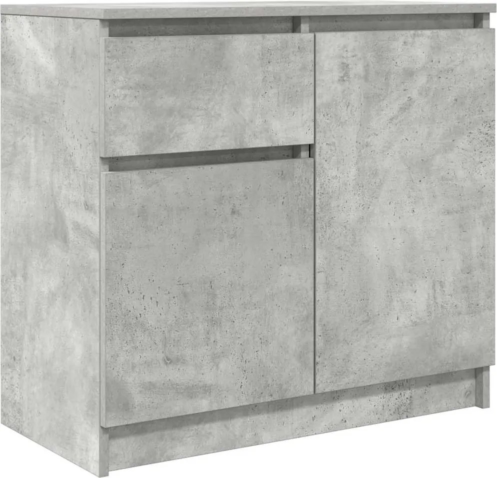 vidaXL betonszürke szerelt fa tálalószekrény fiókos 71x35x65 cm