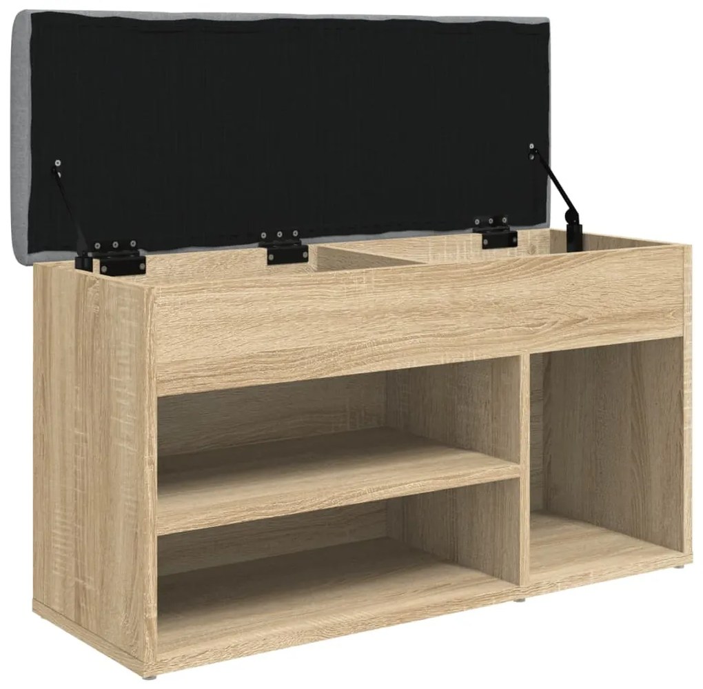 sonoma tölgy színű szerelt fa cipőtároló pad 82 x 32 x 45,5 cm