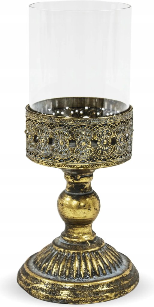 Gyertyatartó Fém, Üveg, Glamour, Dekoráció