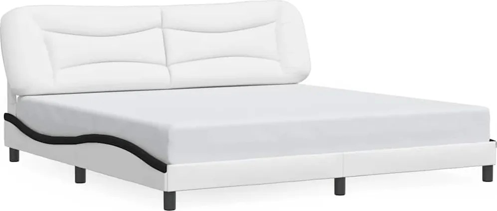 vidaXL fehér és fekete műbőr ágykeret matrac nélkül Hvar 200x200 cm