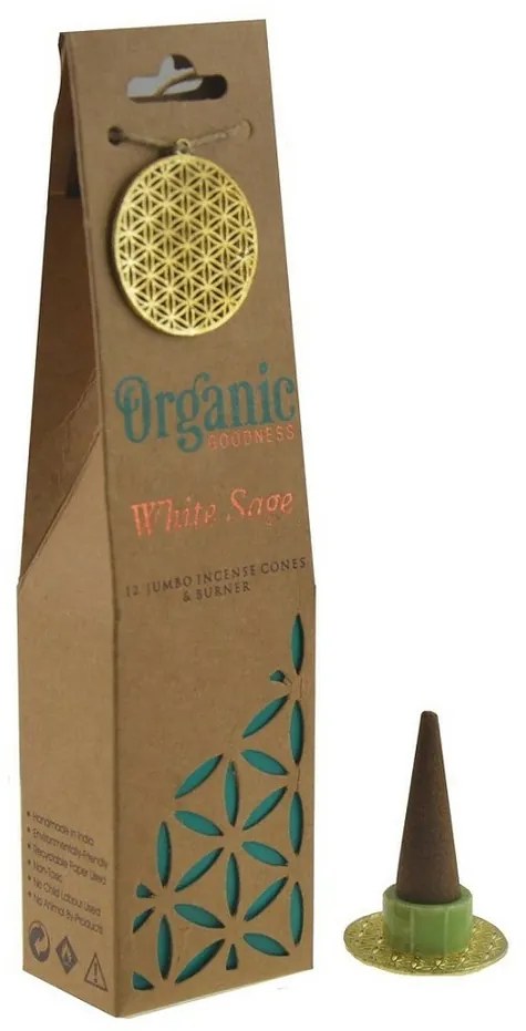 White Sage bio tömjén készlet, 12 db, kerámiaállvánnyal