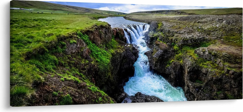 Egy kép a vízesésről a sziklák között (120x50 cm)