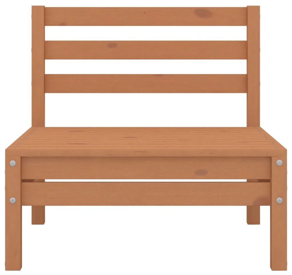 4 db mézbarna tömör fenyőfa kerti középső kanapé