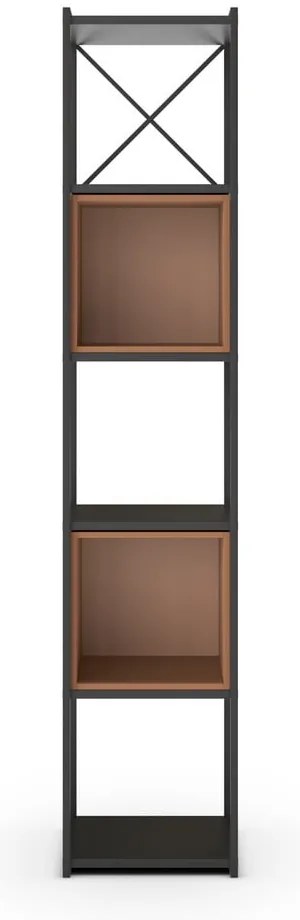 Fekete-téglavörös könyvespolc 36x179 cm Anya – Marckeric