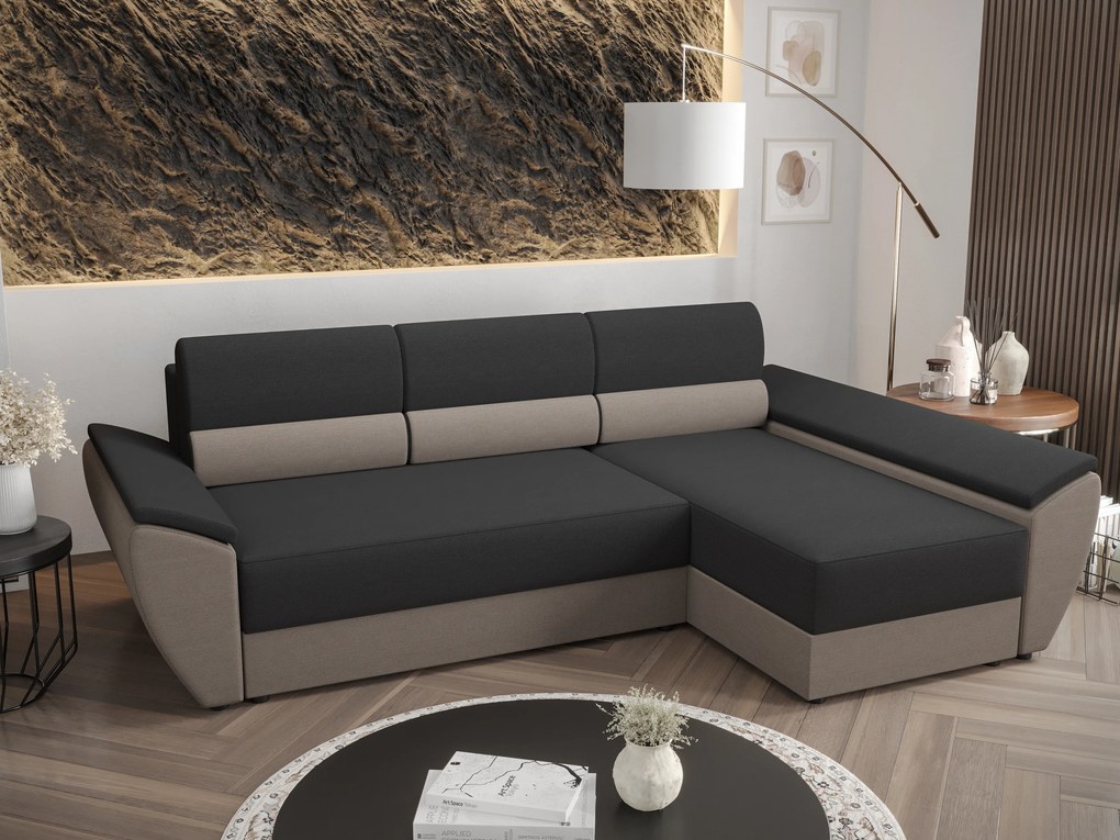 Sarok ülőgarnitúra Radiant L3 (fekete + capuccino) (J). 1057466