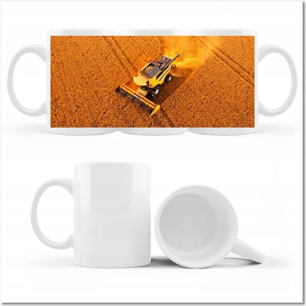 Fényképes bögre Felülnézet a kombájnra