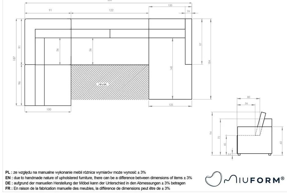 Bézs kinyitható tárolóhelyes moduláris sarokkanapé (bal oldali) Lulu – Miuform