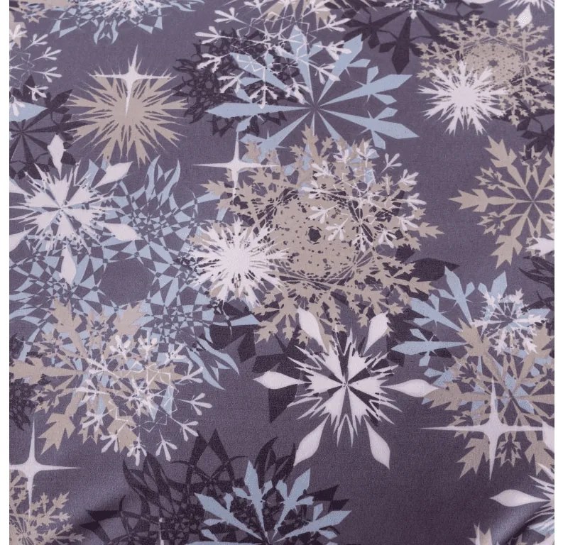 2 darab SNOWFLAKE kék-szürke mikroszálas ágyneműhuzat szett + Jersey lepedő 180x200cm fehér, franciaágyhoz