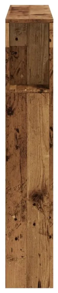 antik fa színű szerelt fa LED-es fejtámla 100x18,5x103,5 cm