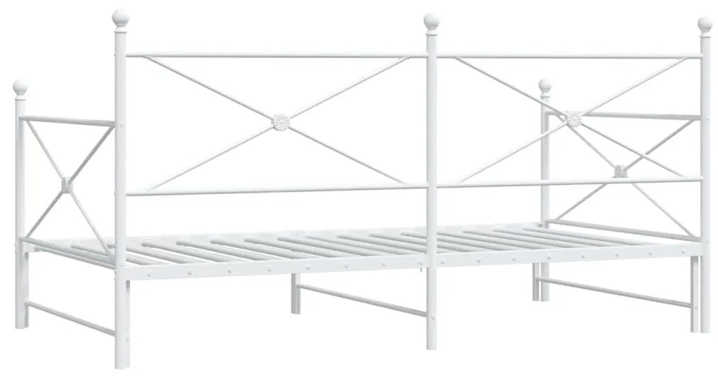 Daybed with Trundle without Mattress White 107x203 cm acél