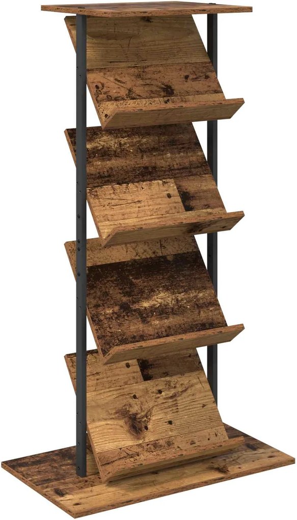 vidaXL Magazin állvány polcokkal Öreg fa 68 x 40 x 123.5 cm Faanyag