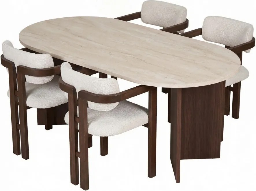 Meridia étkezőgarnitúra, travertin-milánói dió, 180 cm – TR199NRD1137