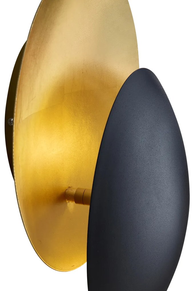 Modern fekete fali lámpa arany színnel 34,5 cm 2-lámpás - Sunrise