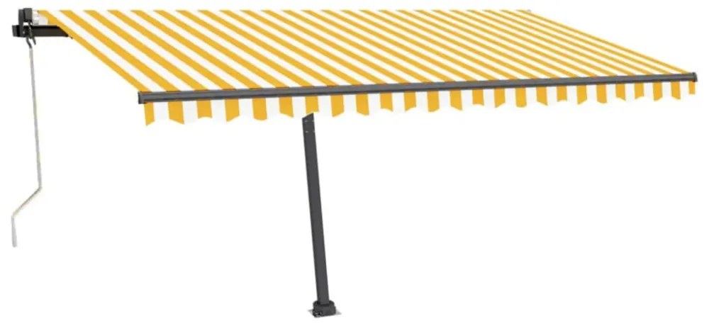 sárga-fehér szélérzékelős és LED-es napellenző 450x350 cm