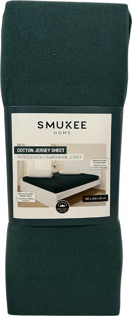 Gumis pamut jersey lepedő 160x200 sötétzöld