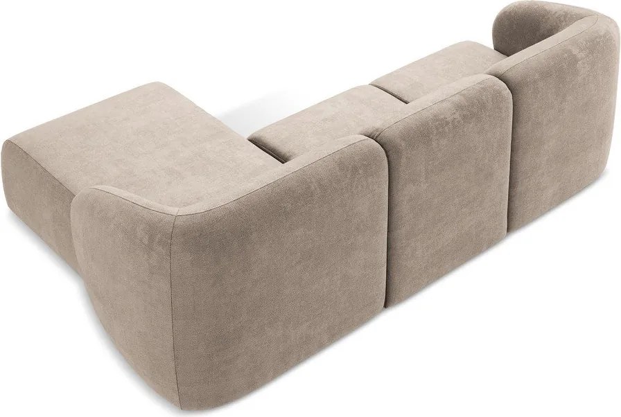 Világosbarna zsenília sarokkanapé (jobb oldali-heverő résszel) Lani – Makamii
