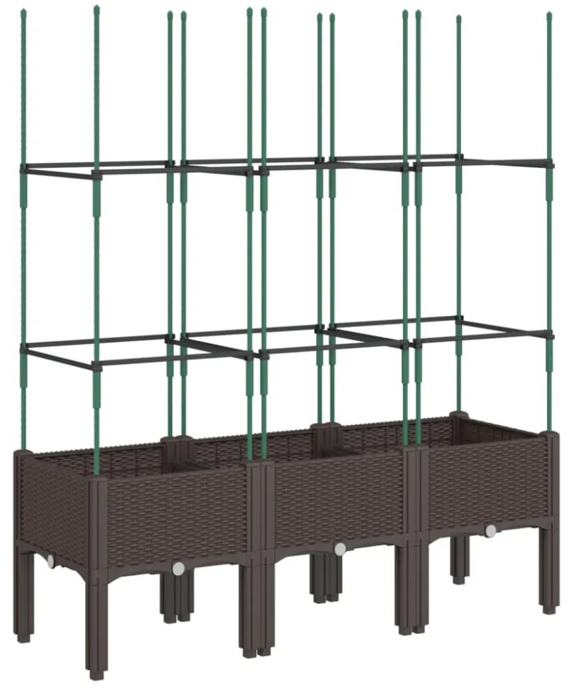 barna polipropilén rácsos kerti ültetőláda 120 x 40 x 142,5 cm
