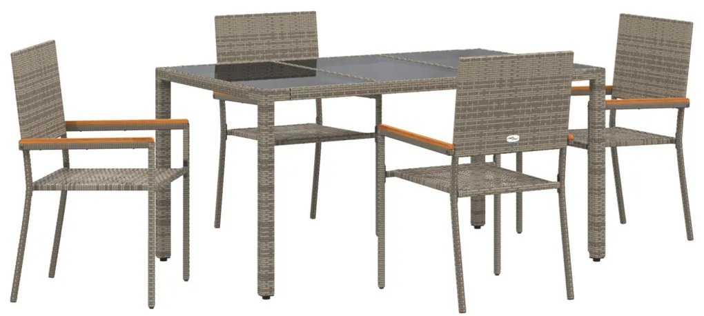 Kert étkező szett 5 pcs Szürke 150 x 90 x 75 cm polirattan