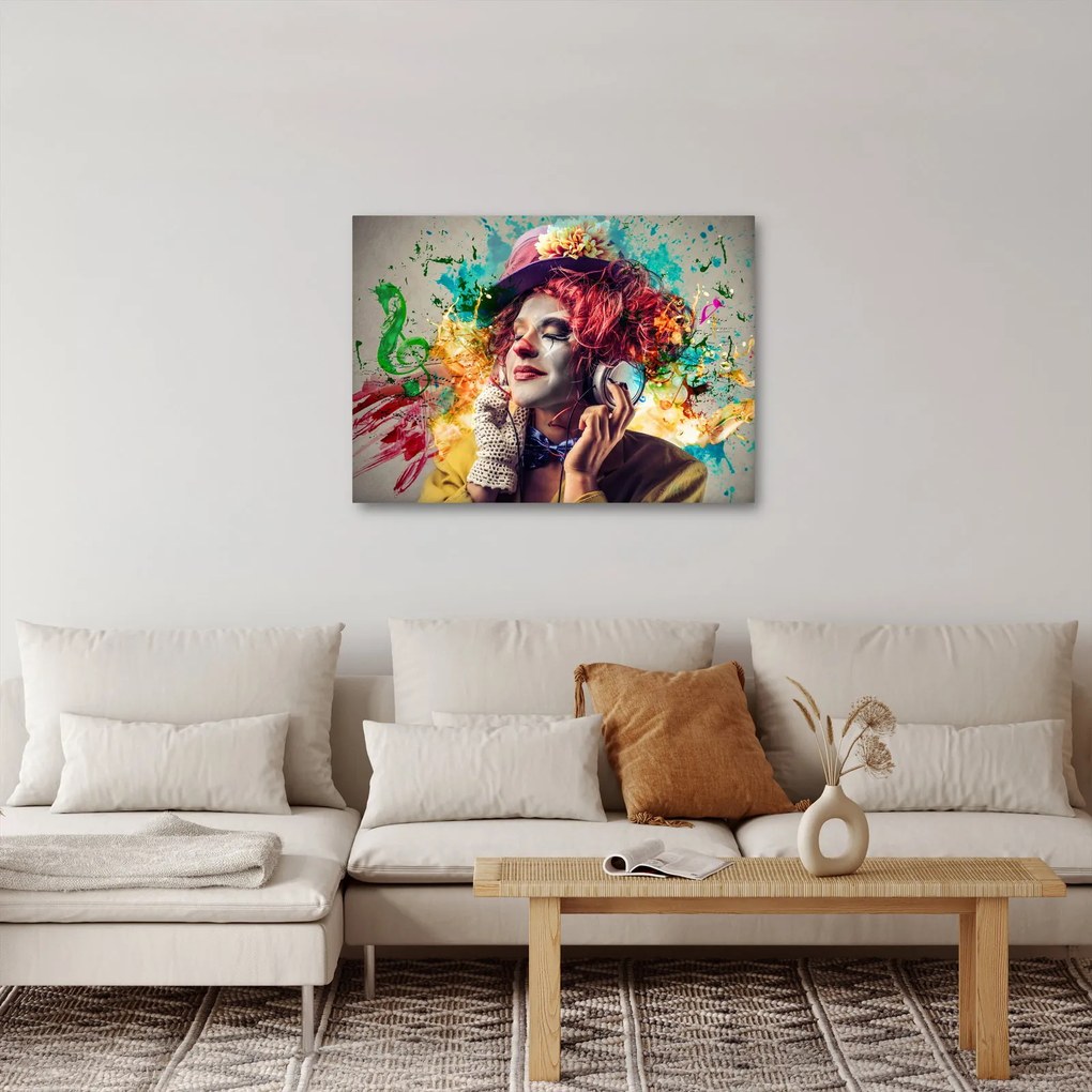 Kép - Női művész fejhallgatóval (70x50 cm)