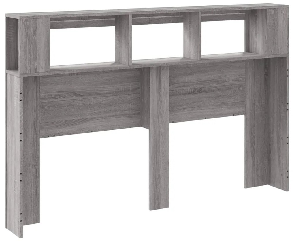 szürke sonoma szerelt fa LED-es fejtámla 160x18,5x103,5 cm
