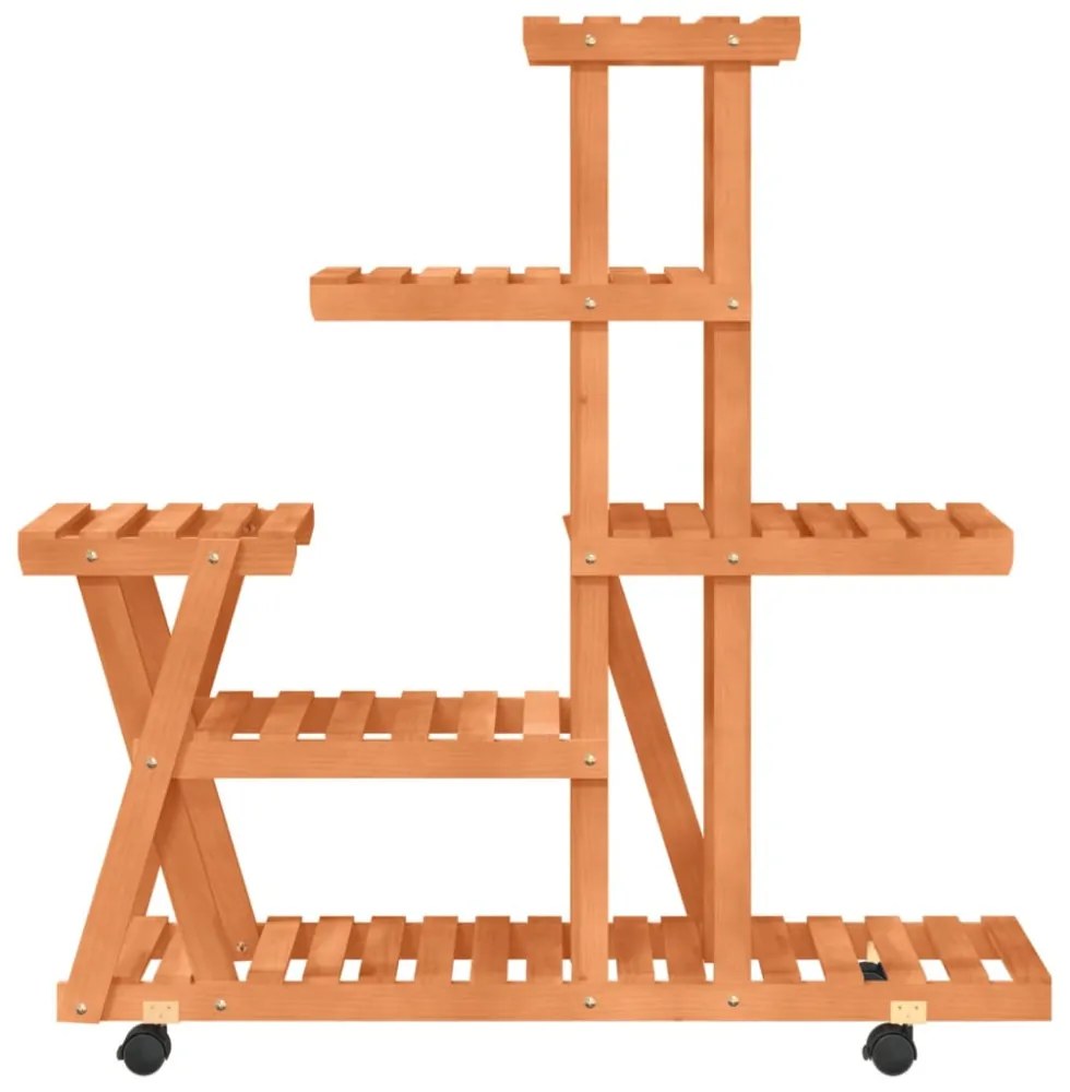 tömör fenyőfa virágtartó állvány kerekekkel 95 x 25 x 101 cm