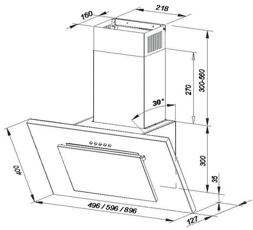 MAAN Vertical-2 50 páraelszívó / szagelszívó - 50 cm - fehér / üveg