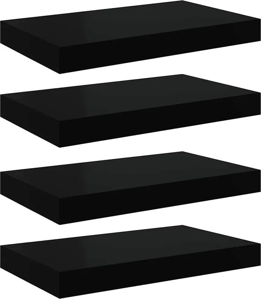 vidaXL 4 db fekete MDF lebegő fali polc 40 x 23 x 3,8 cm