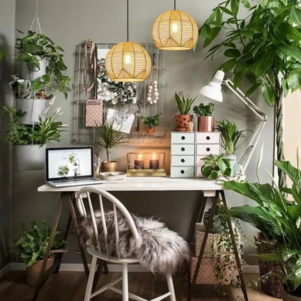 Immax 08258L - Csillár zsinóron PELO 1xE27/40W/230V átm. 30 cm rattan