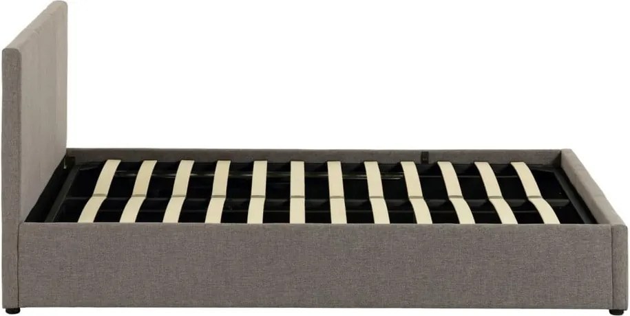 Szürke kárpitozott ágyneműtartós franciaágy ágyráccsal 180x200 cm Nahiri – Kave Home