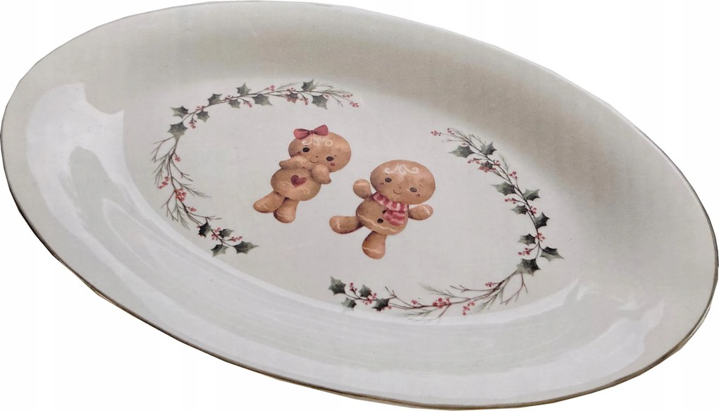 Mézeskalács előétel tálaló tányér karácsonyi emberkék Smukee